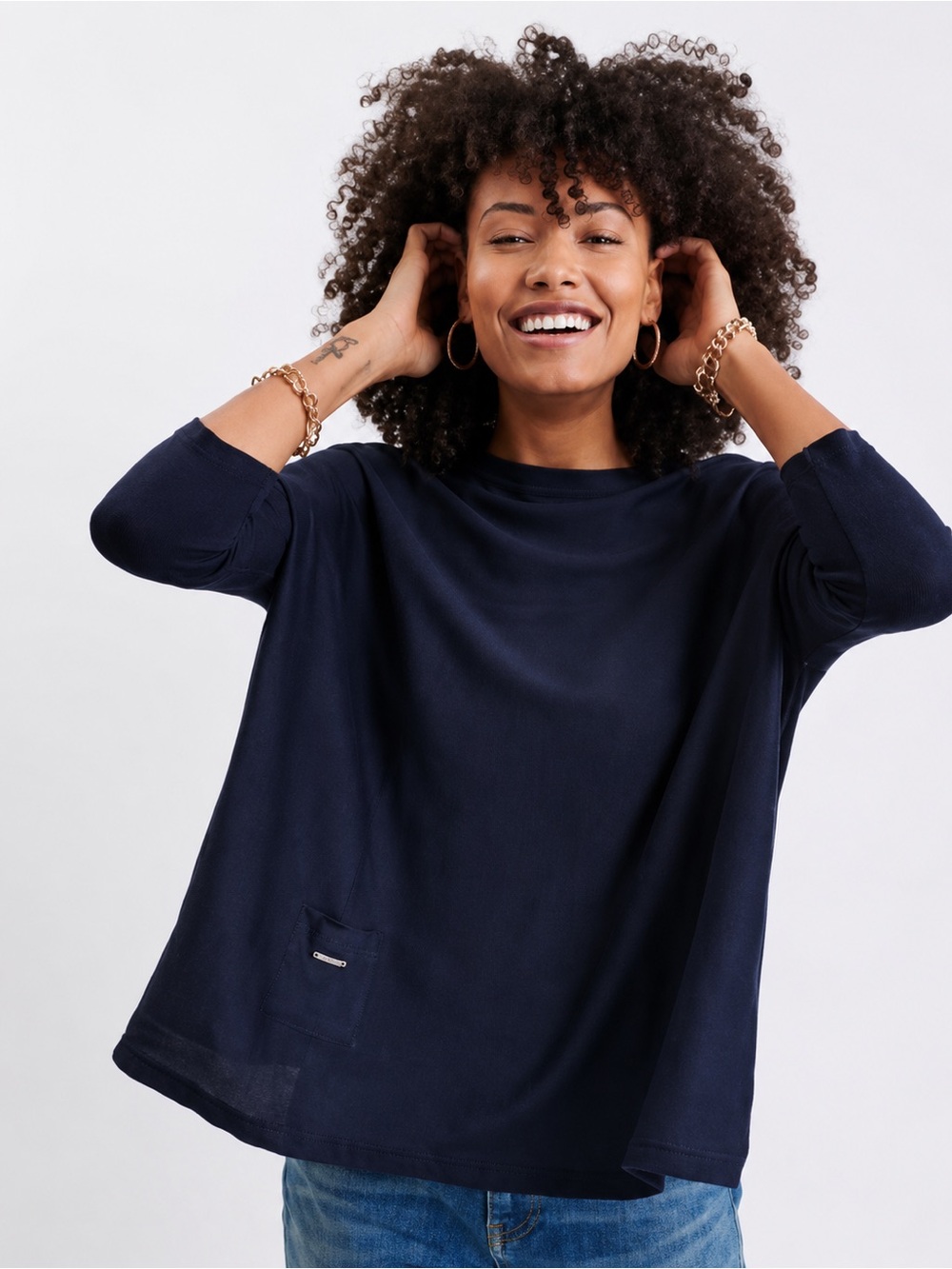 Mersea Catalina Sweater Navy One Size Fits Most Coastal Layering Sweater